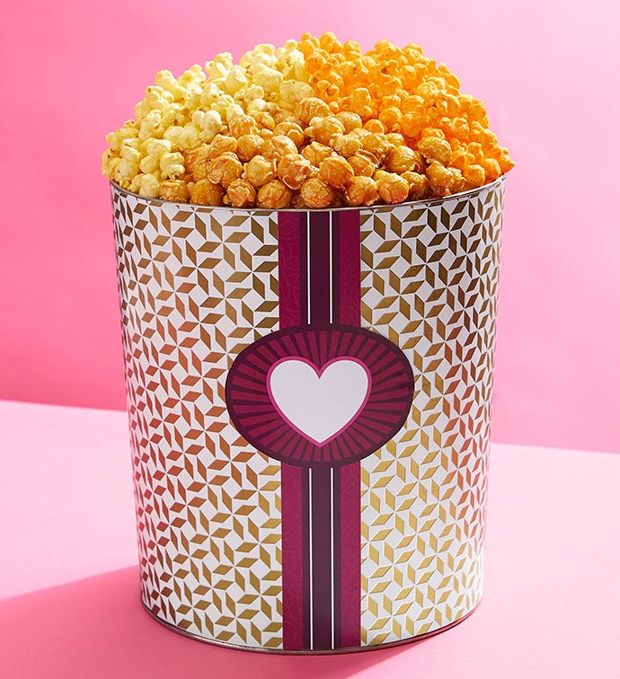 Valentine's Day Elegance 3 1/2 Gallon 3 Flavor Popcorn Tin
